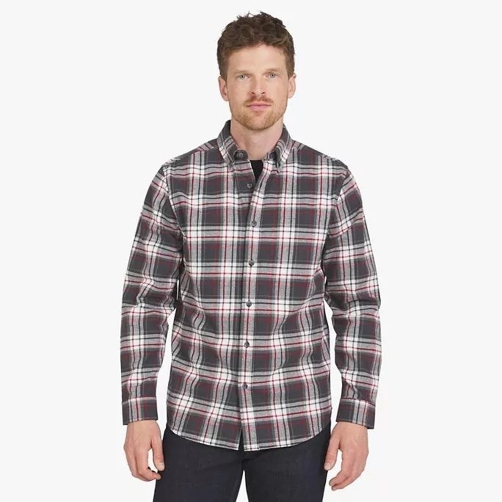 NWT Eddie Bauer Mens Field Flannel Flex 2.0 Shirt Carbon Plaid Size XXL